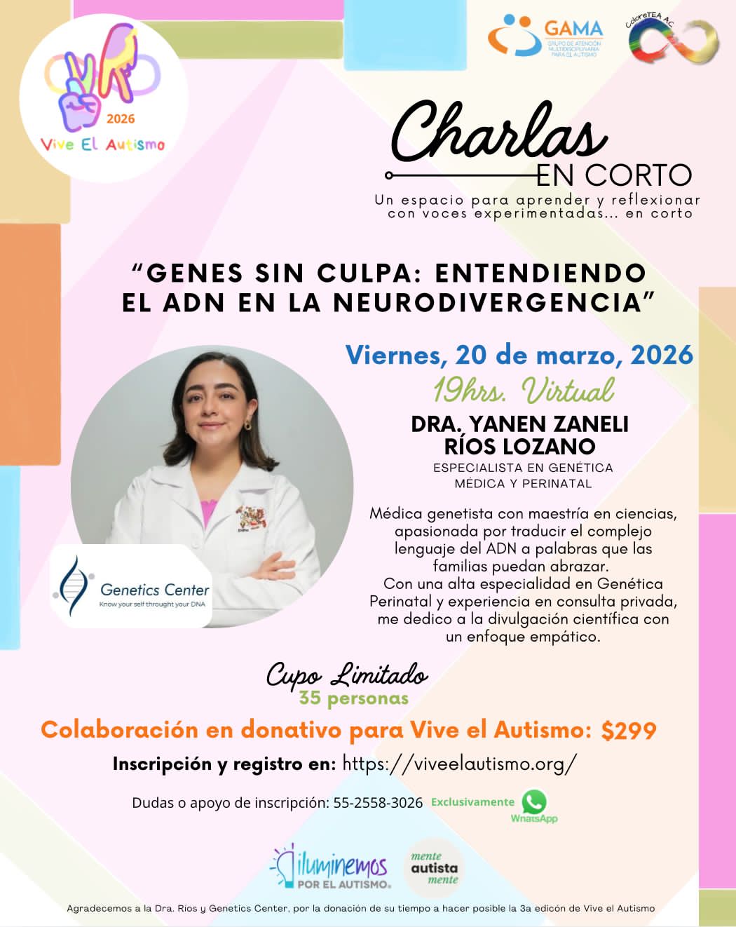 Charlas en corto: Genes sin culpa: entendiendo el ADN en la neurodivergencia (Viernes 20 de marzo)